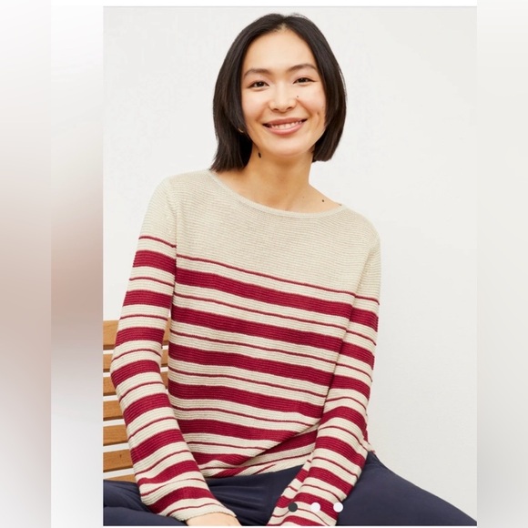 M.M. LaFleur The Samara Sweater - navy/cream Knit Linen size L - Picture 2 of 15